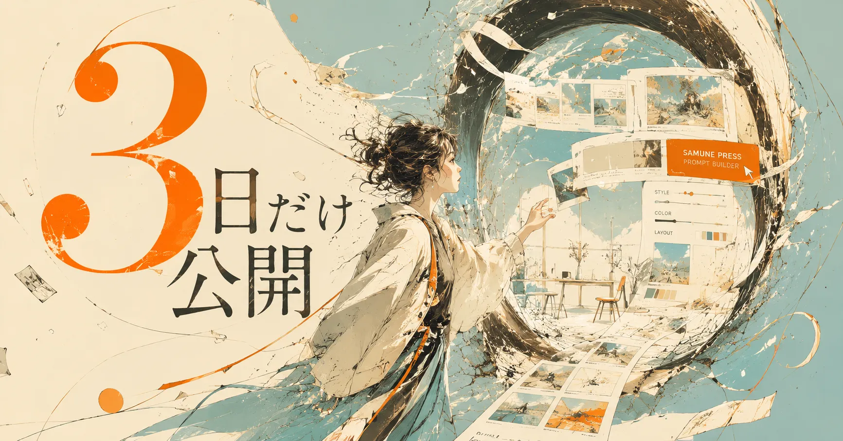 人物の顔と「3日に公開」の文字