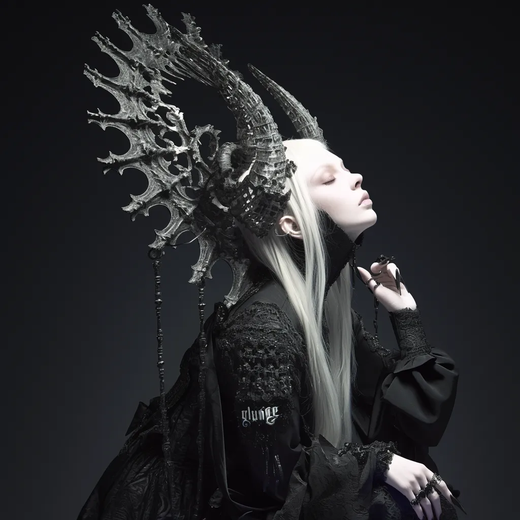 黒い棘の冠をまとった白い横顔の女性