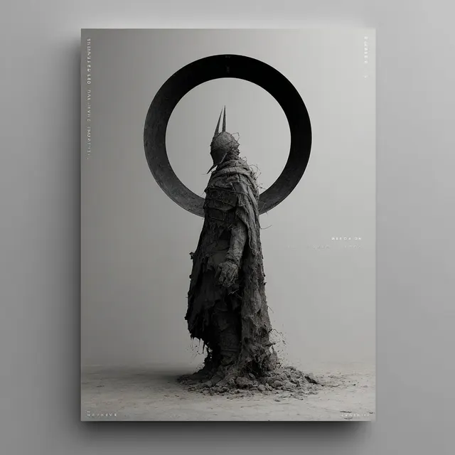 黒い円環を背負う黒衣の人物