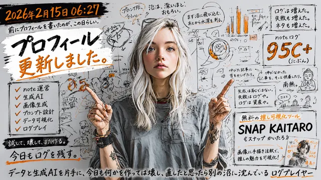 女性と「プロフィール更新しました」の文字を配したnoteサムネイル
